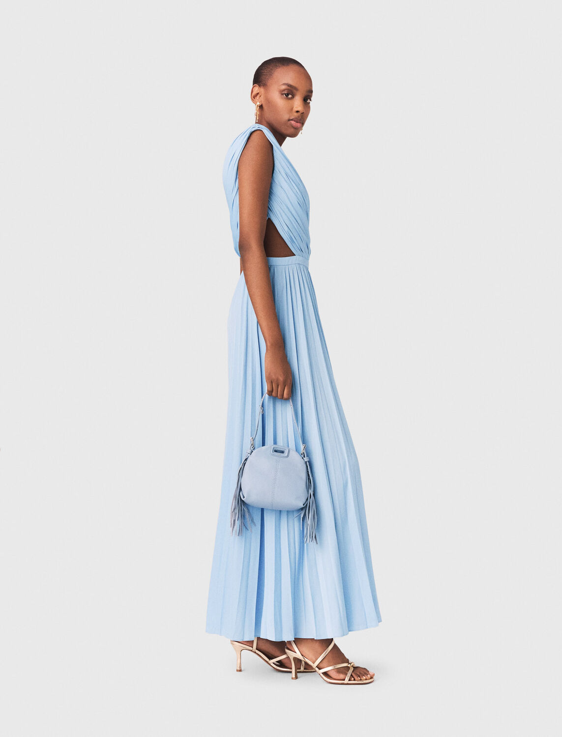 Asymmetrical pleated maxi dress - Dresses - MAJE