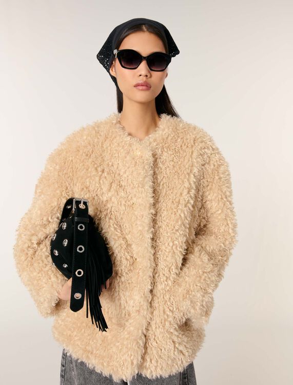 Short faux fur coat - Coats - MAJE