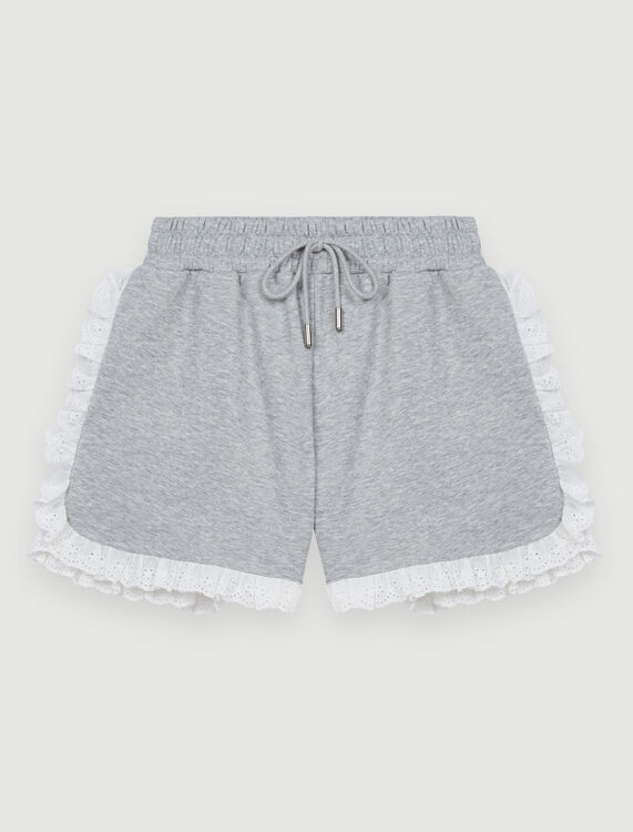Fleece shorts with embroidered ruffles - Skirts & Shorts - MAJE