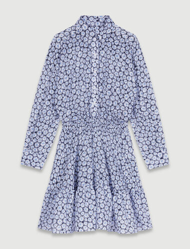 Short floral dress : Dresses color Print blue daisy