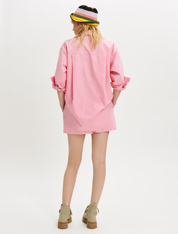 Embroidered poplin shirt : Shirts color Pink