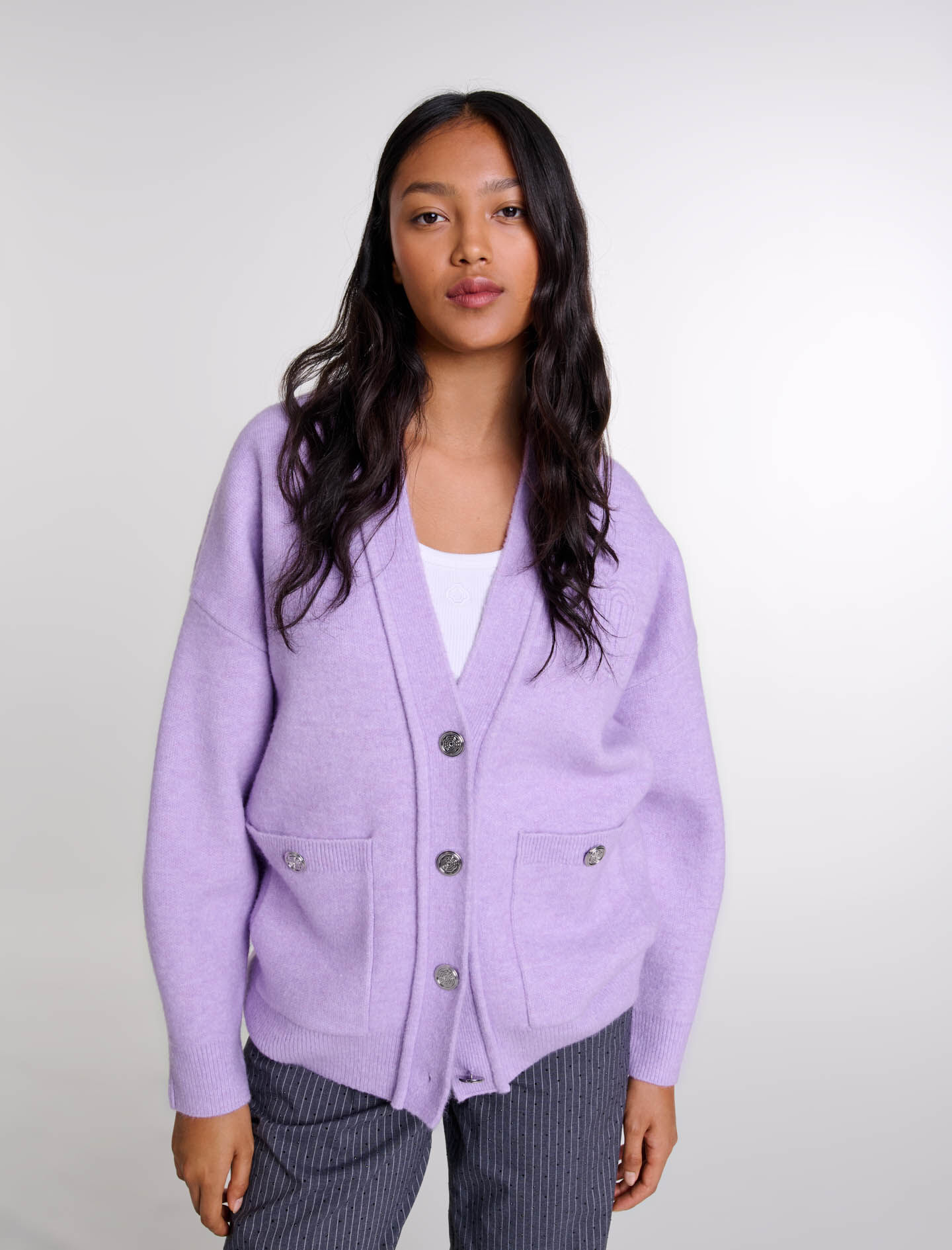 124MYCOLLEGO Longline cardigan Sweaters Cardigans Maje