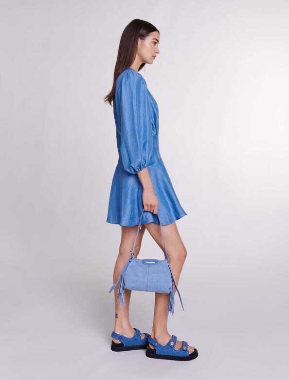 Linen wrap dress : Dresses color Blue