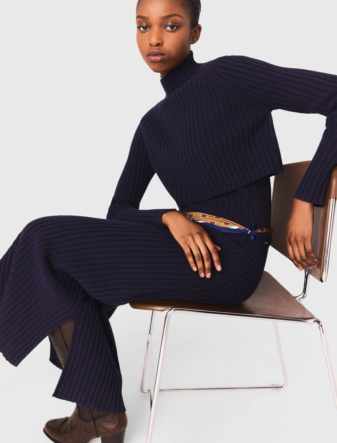 Knit dress with removable jumper : Dresses color Navy