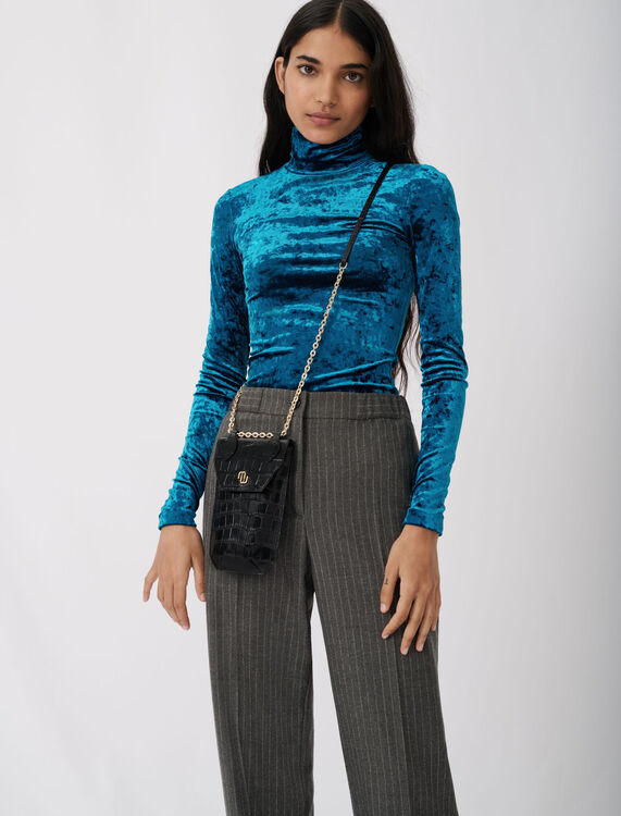 Lightweight crushed velvet polo-neck - Up to 70% off - MAJE