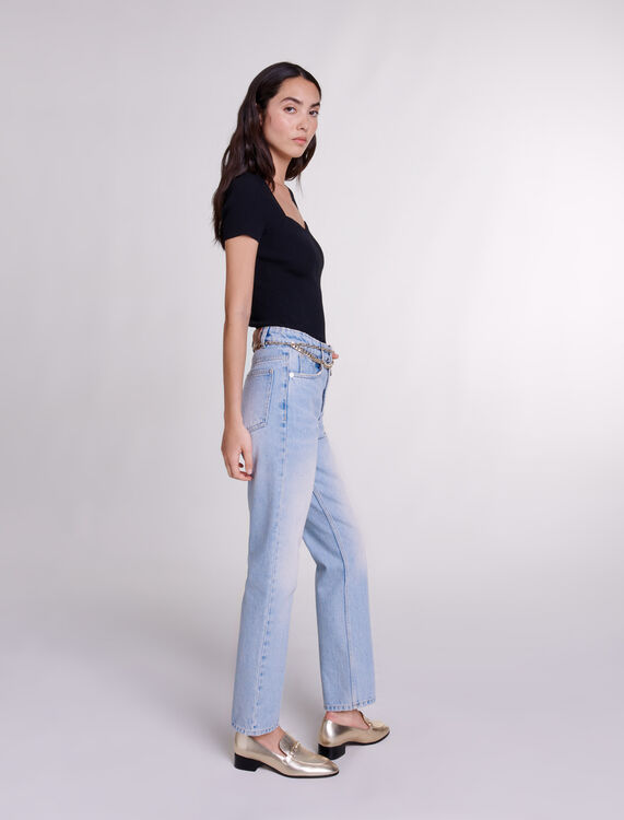 Straight jeans with jewellery belt - Trousers & Jeans - MAJE