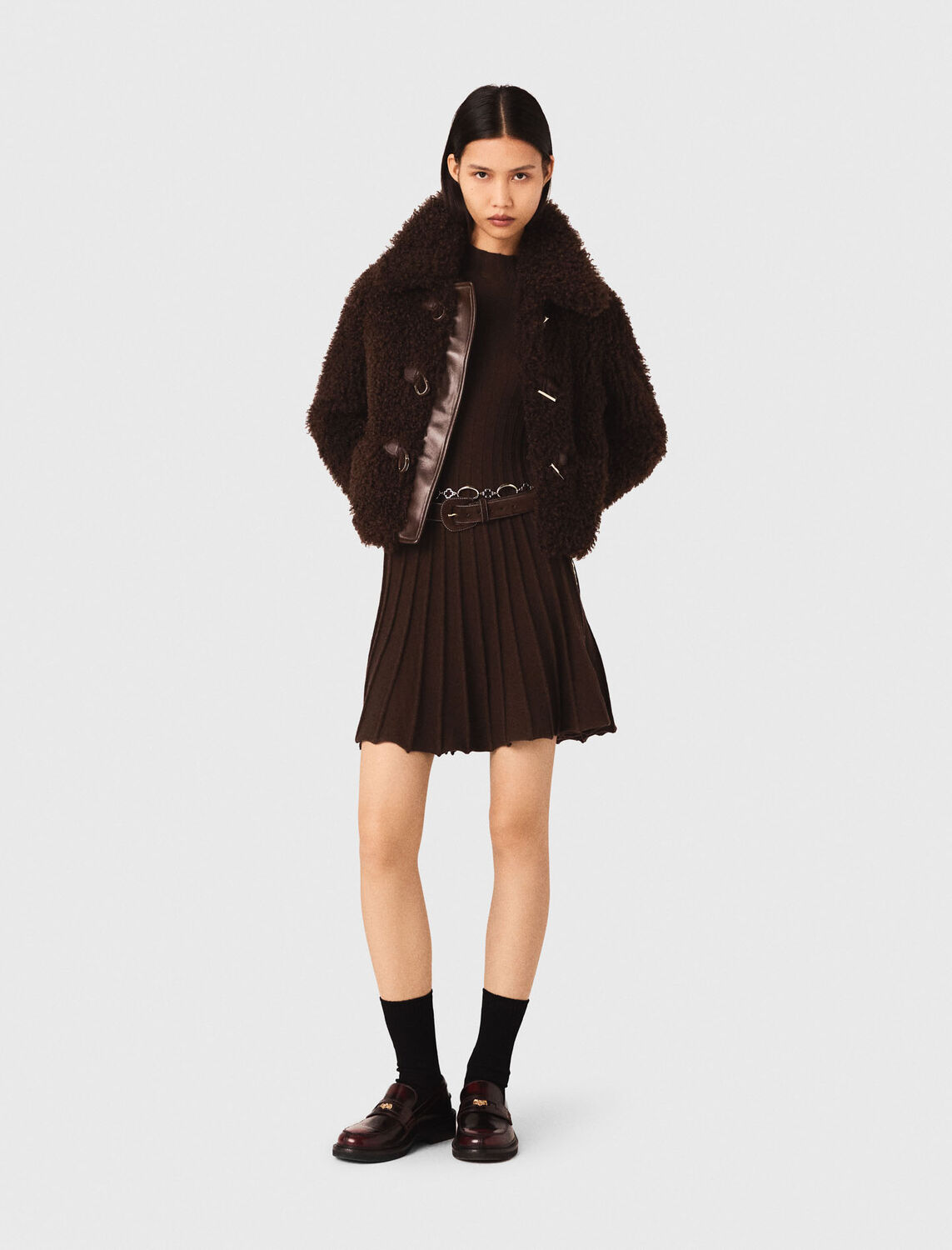 Short curly coat - Coats - MAJE
