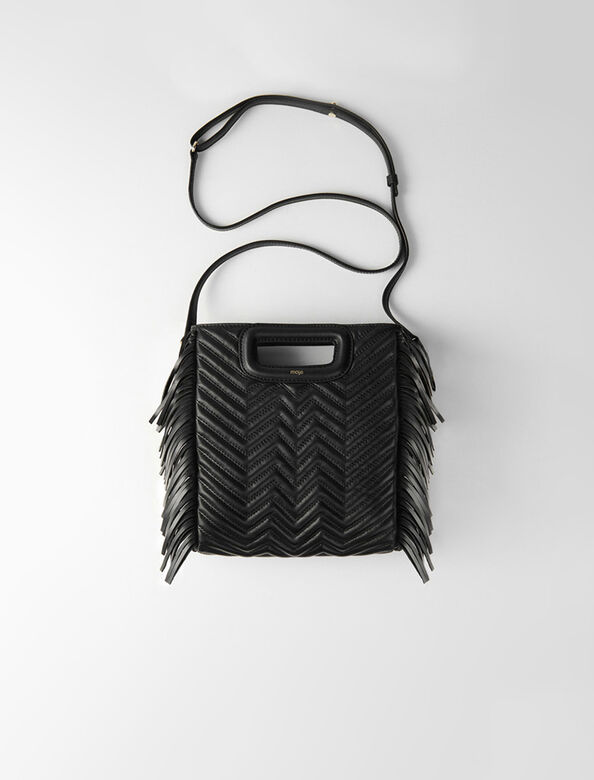 Quilted leather M bag : Small leather goods color Black