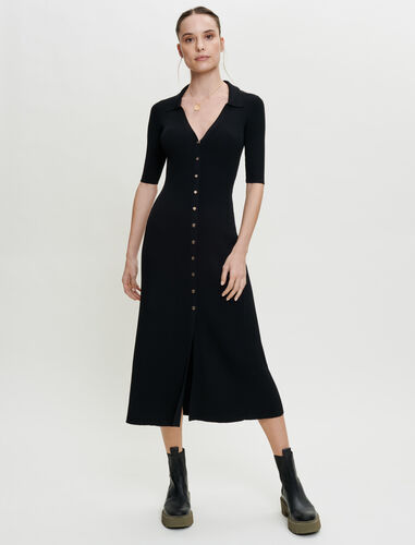 修身针织连衣裙 : Dresses 顏色 黑色/BLACK