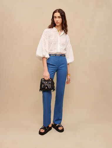 Blue straight-cut tailored trousers : Trousers & Jeans color Blue