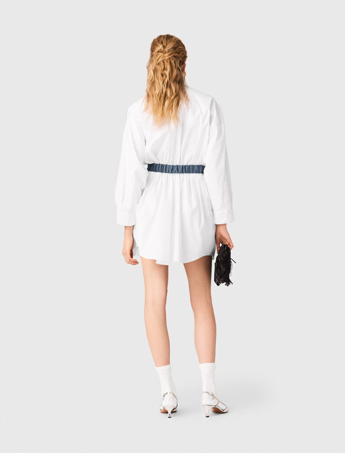 Shirt dress with contrast belt - Dresses - MAJE