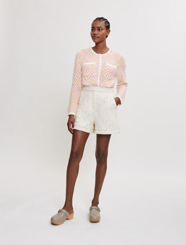 Tulle shorts embroidered with sequins : 40% Off color Ecru