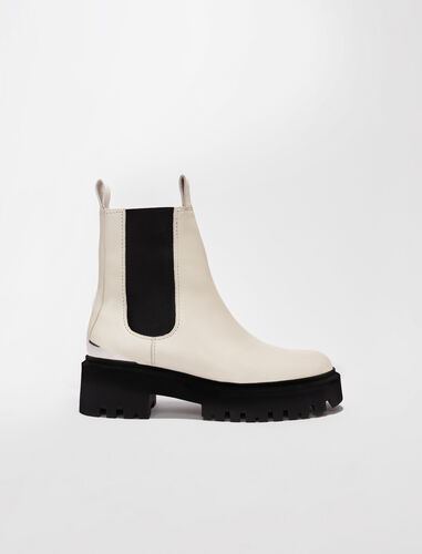 Chelsea boots with platform sole : Booties & Boots color Ecru