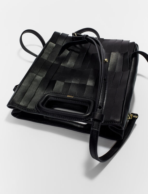 Leather M bag with fringing : M Bag color Black