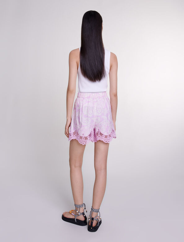 Patterned linen shorts : Skirts & Shorts color Pink cashmere print