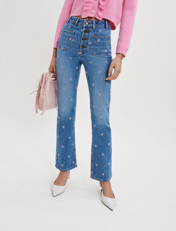 Jeans with daisy embroidery - Trousers & Jeans - MAJE