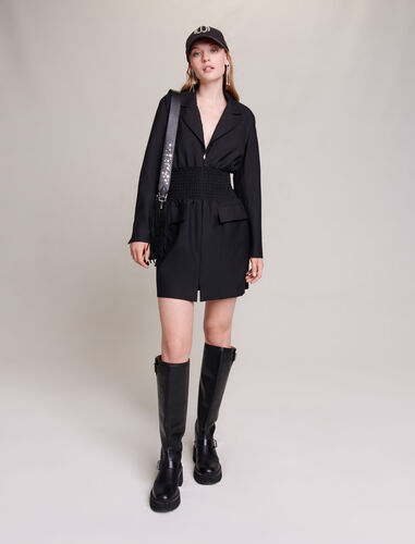 Short smocked dress : Dresses color Black