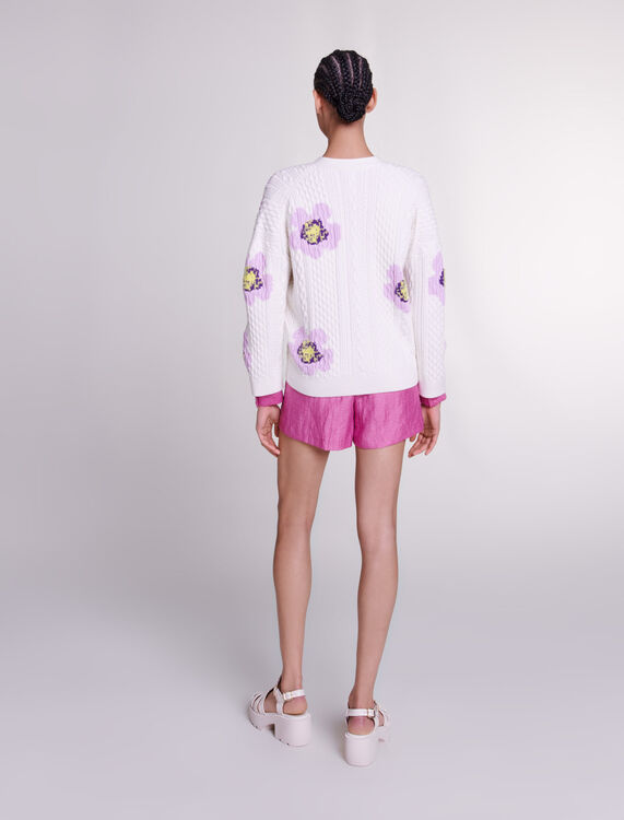 Knit cardigan with flowers - Sweaters & Cardigans - MAJE