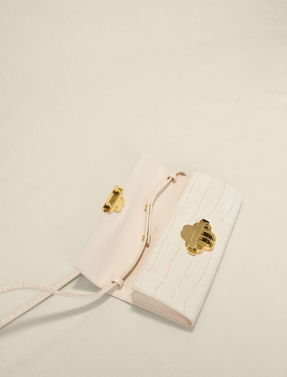 Croc-effect embossed leather bag -  - MAJE