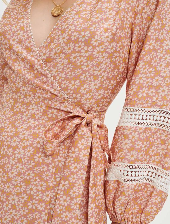 Printed wrap dress with braiding - Dresses - MAJE