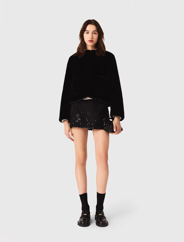 Short faux fur coat : Coats color brown