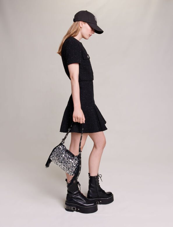 Short tweed dress : Dresses color Black