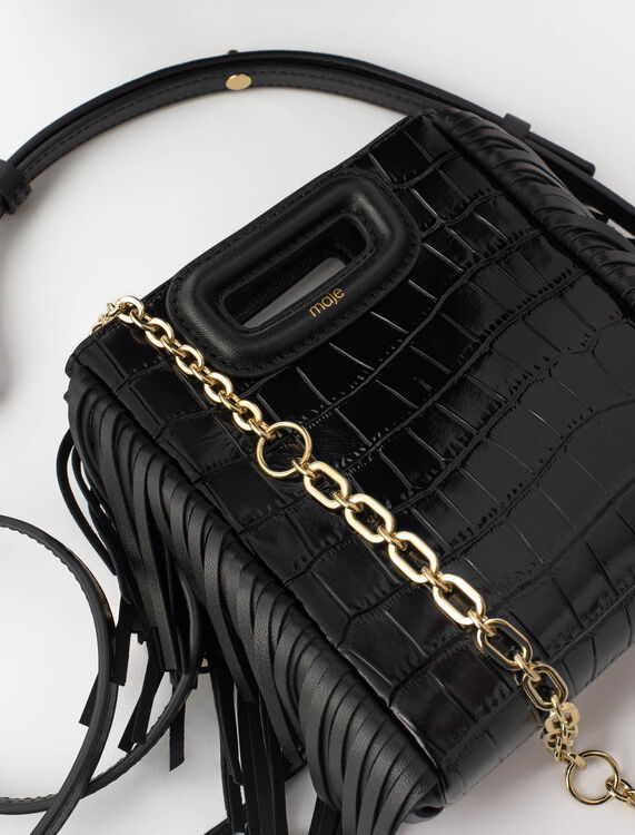 Mini embossed-leather M bag with chain - M Bag - MAJE