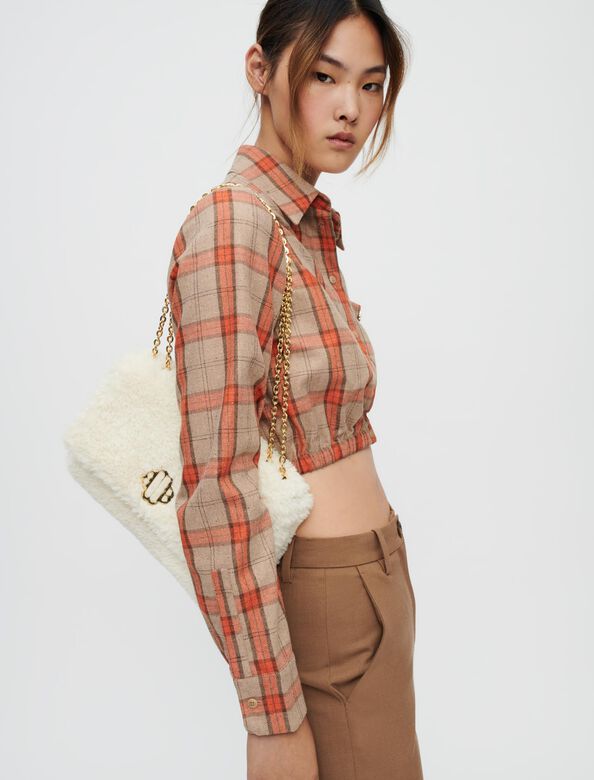 Camel and orange checked cropped shirt : View All color 