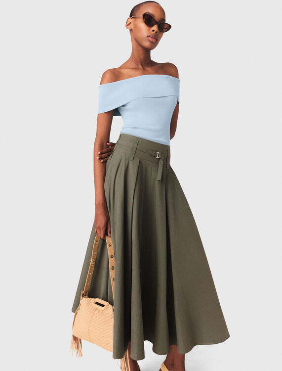 Cotton pleated maxi skirt - Skirts & Shorts - MAJE