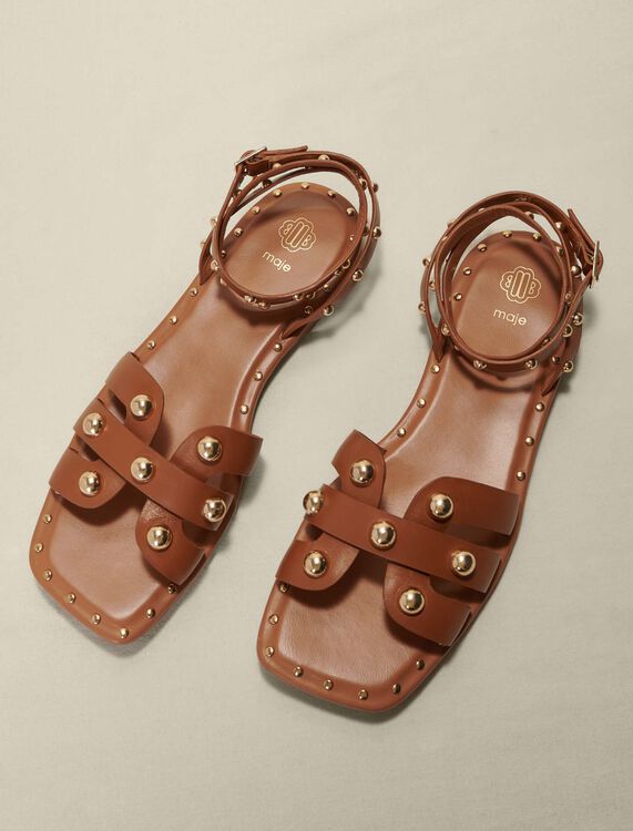 Studded leather sandals - Sling-Back & Sandals - MAJE