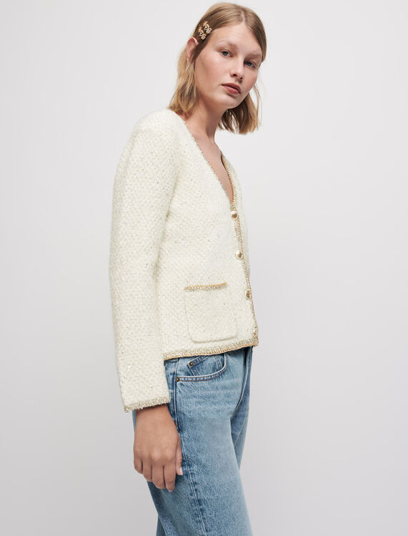 221MISOU Cropped lurex knit cardigan - Cardigans - Maje.com