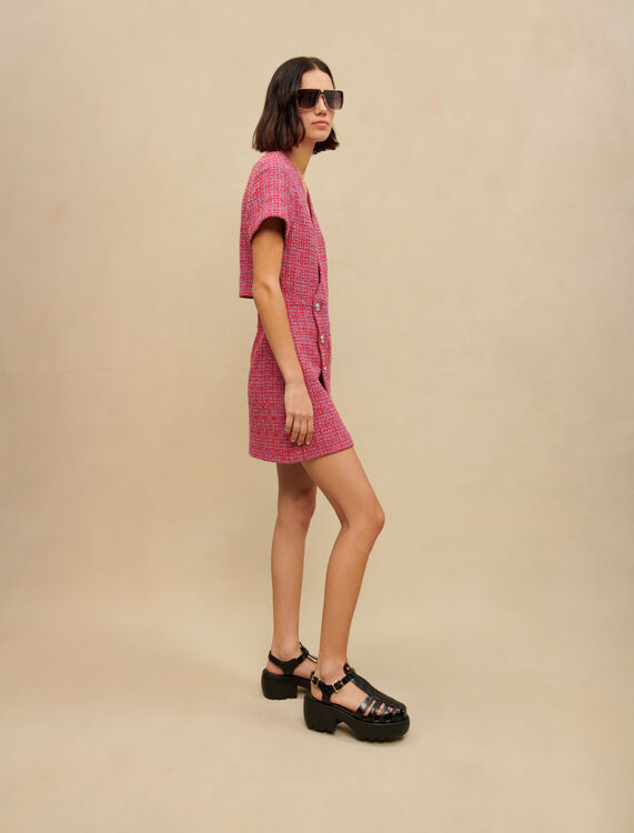 Short tweed dress with open back - Dresses - MAJE