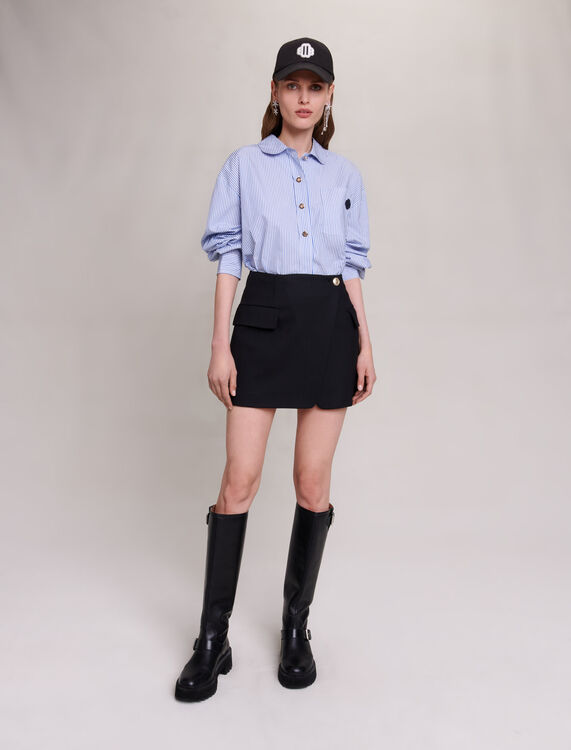 Asymmetric wrap skirt : View All color Black