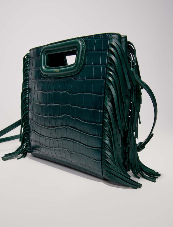 M bag in crocodile-effect leather : Bags color Bottle Green