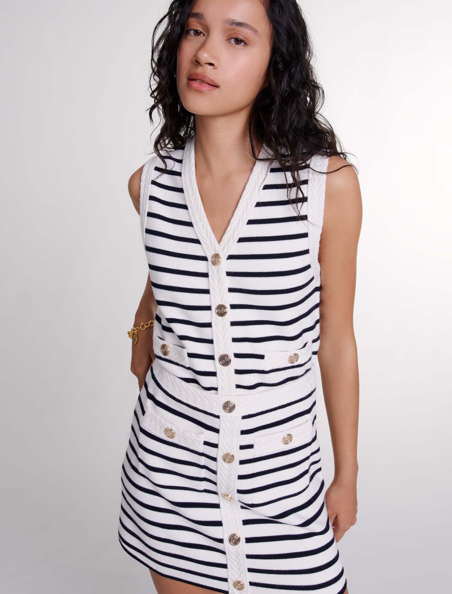 Striped knit skirt short on sale
