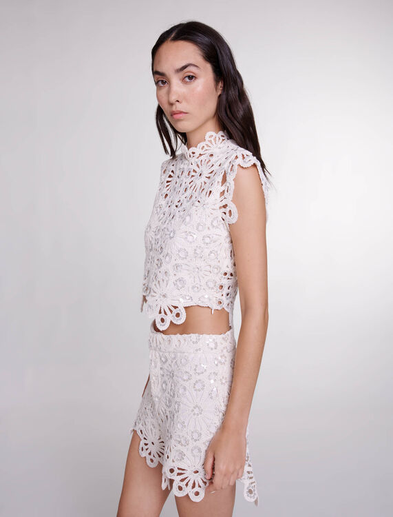 Crochet and sequin shorts - View All - MAJE