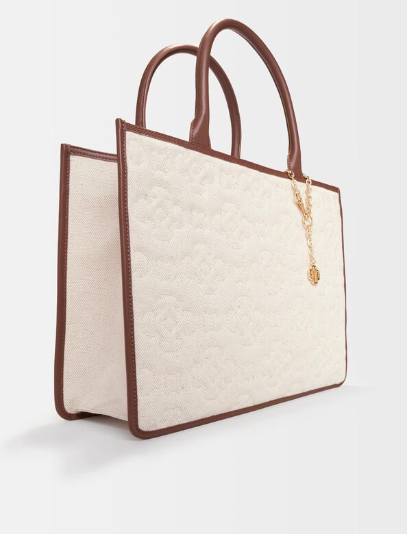 Leather, linen, viscose Clover logo tote : Bags color 
