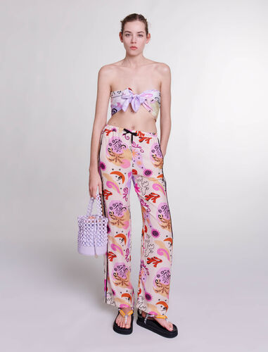Silk trousers : Trousers & Jeans color Print paradisio