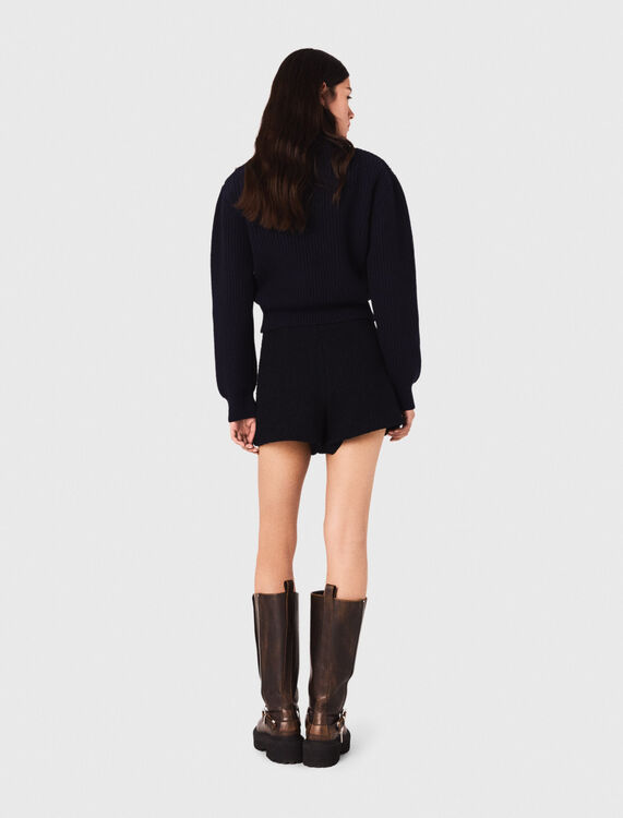 Tweed shorts with contrast band - Skirts & Shorts - MAJE
