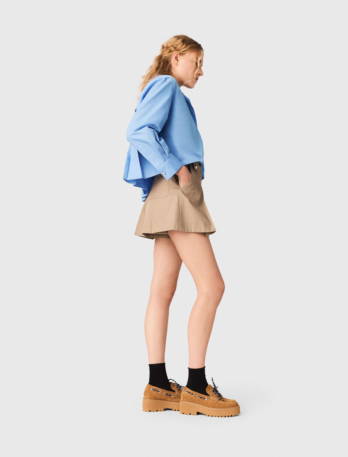 Pleated cotton shorts - Skirts & Shorts - MAJE