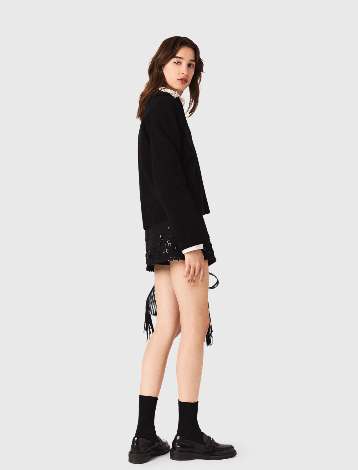 Open polo collar cardigan - Sweaters & Cardigans - MAJE