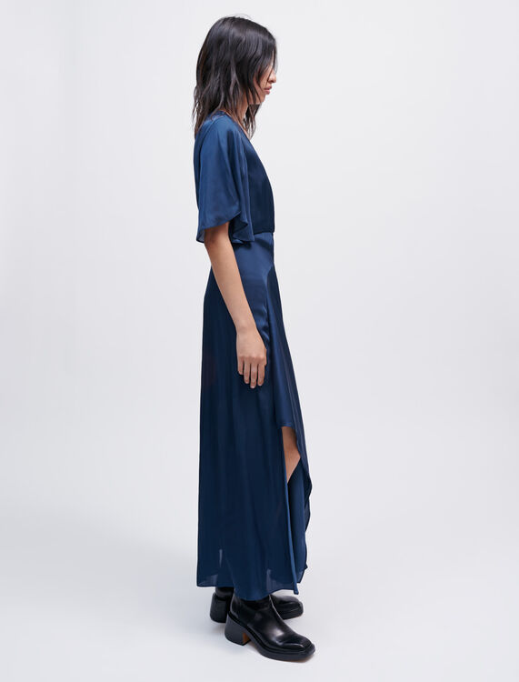 缎面扭结设计连衣裙 : Dresses 顏色 深蓝色/NAVY