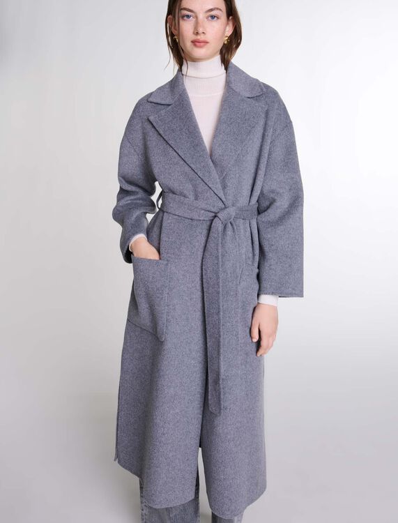 Long double-faced coat with belt - Fall-Winter Collection - MAJE