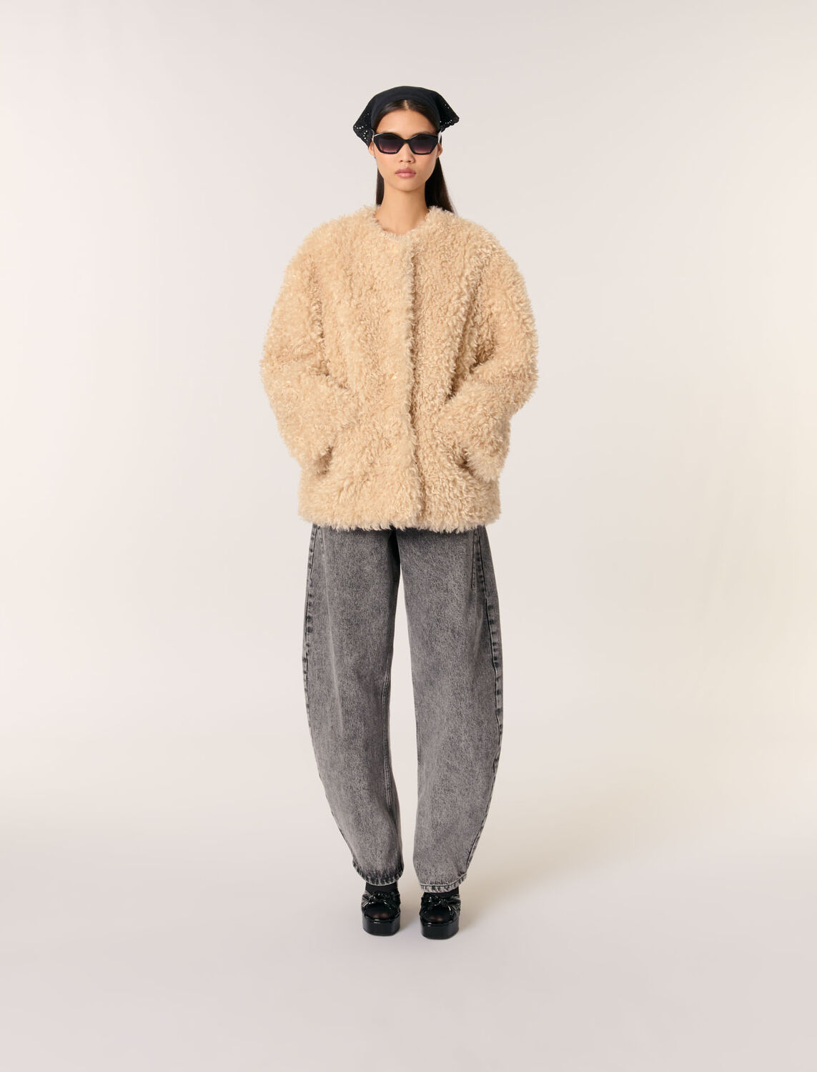 Short faux fur coat - Coats - MAJE