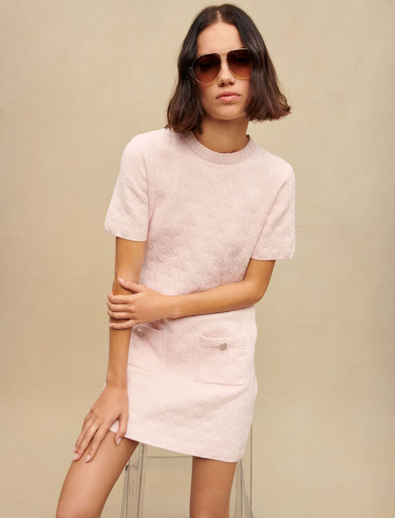Pink textured knit dress - Dresses - MAJE