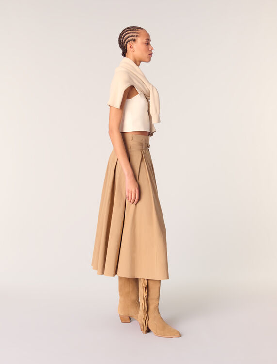 Cotton pleated maxi skirt - Skirts & Shorts - MAJE