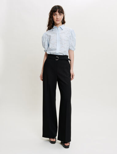 Wide belted trousers : Trousers & Jeans color Black