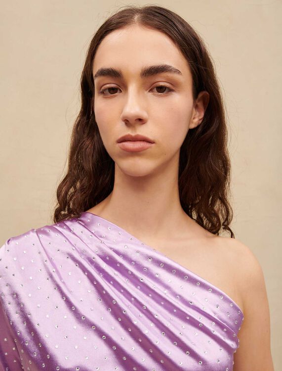 Satiny asymmetric dress - Dresses - MAJE