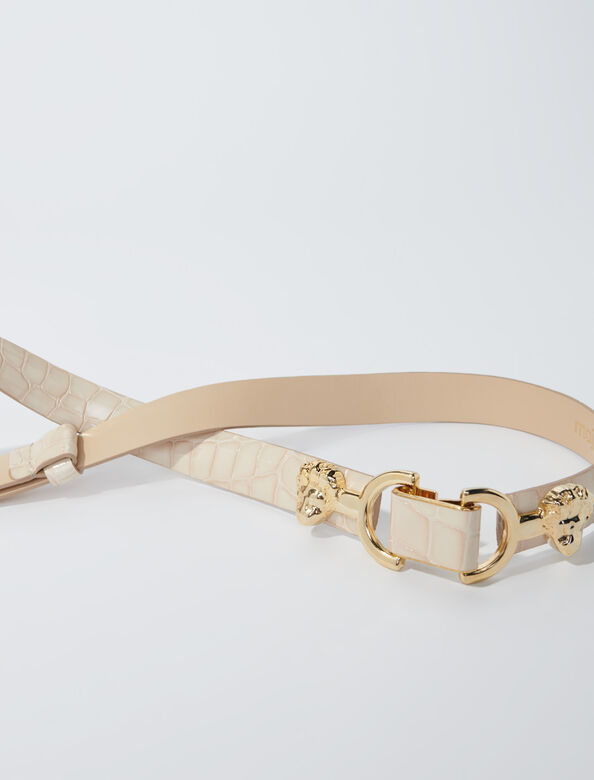 Patent leather Clover belt : Belts color Glossy Beige