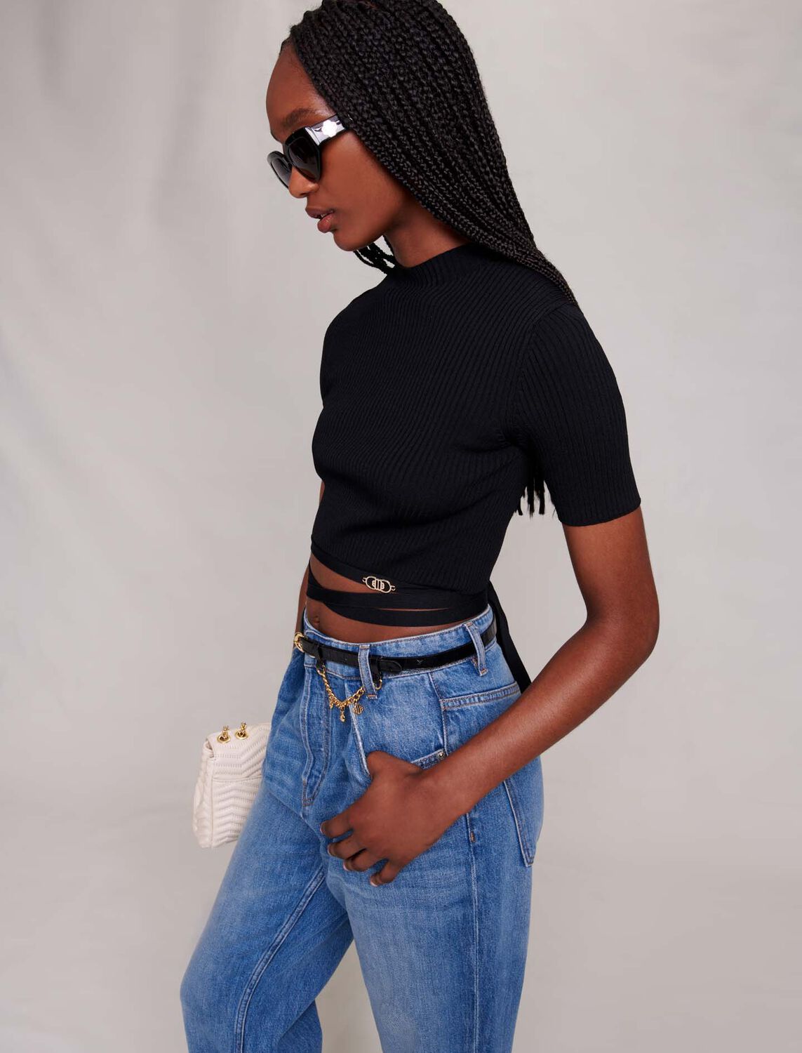 Criss-cross cropped top - 30% Off - MAJE